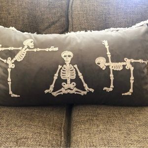 Two VGUC Tabitha and The Moon Yoga Skeleton Pillows. 14x25 inches each.